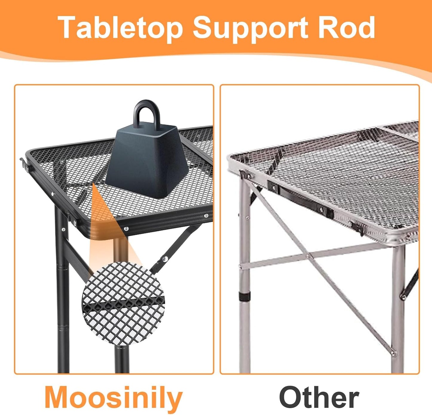 Camping Table Grill 4 Height Adjustable Small Folding 2FT Foldable Picnic Portable Grill Stand Mesh Outdoor Beach BBQ RV Black