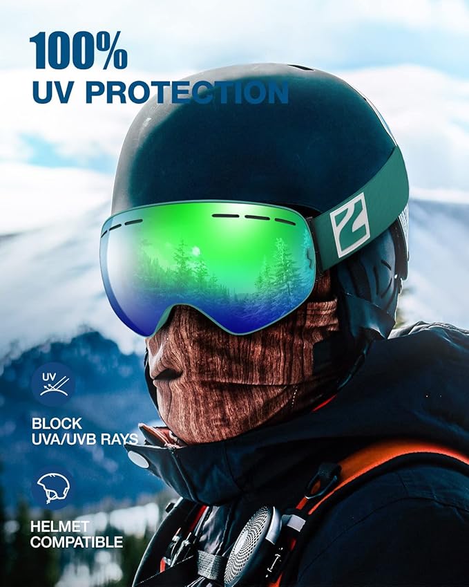 ZIONOR X Ski Goggles - OTG Snowboard Goggles Detachable Lens for Men Women Adult