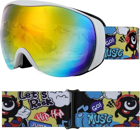 OTG Kids Ski Goggles Kids Snowboard Goggles for Boys Girls Toddler Youth Kid Snow Goggles Anti-Fog UV400 Protection