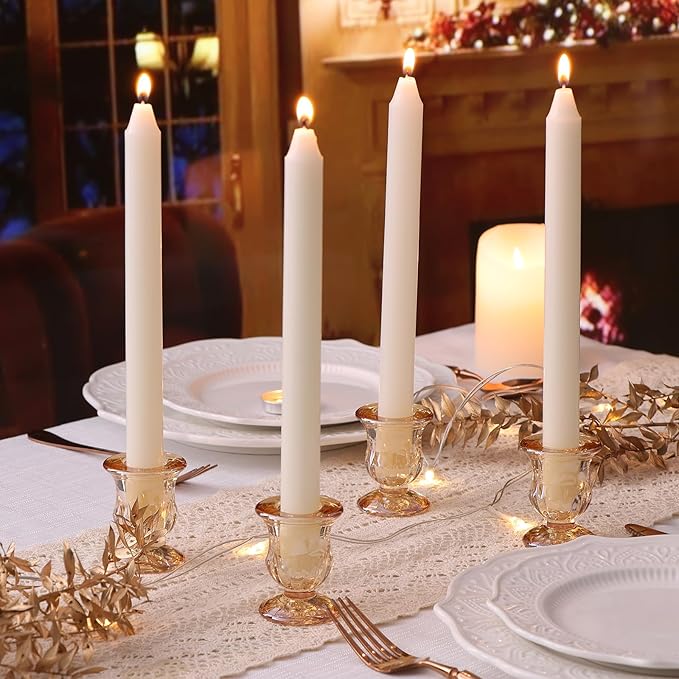 Letine Gold Candlestick Holders Set of 12-2.5" H Taper Candle Holders Bulk -Gold Glass Candle Holder for Thanksgiving, Christmas, Rustic Wedding Centerpieces, Party Decor