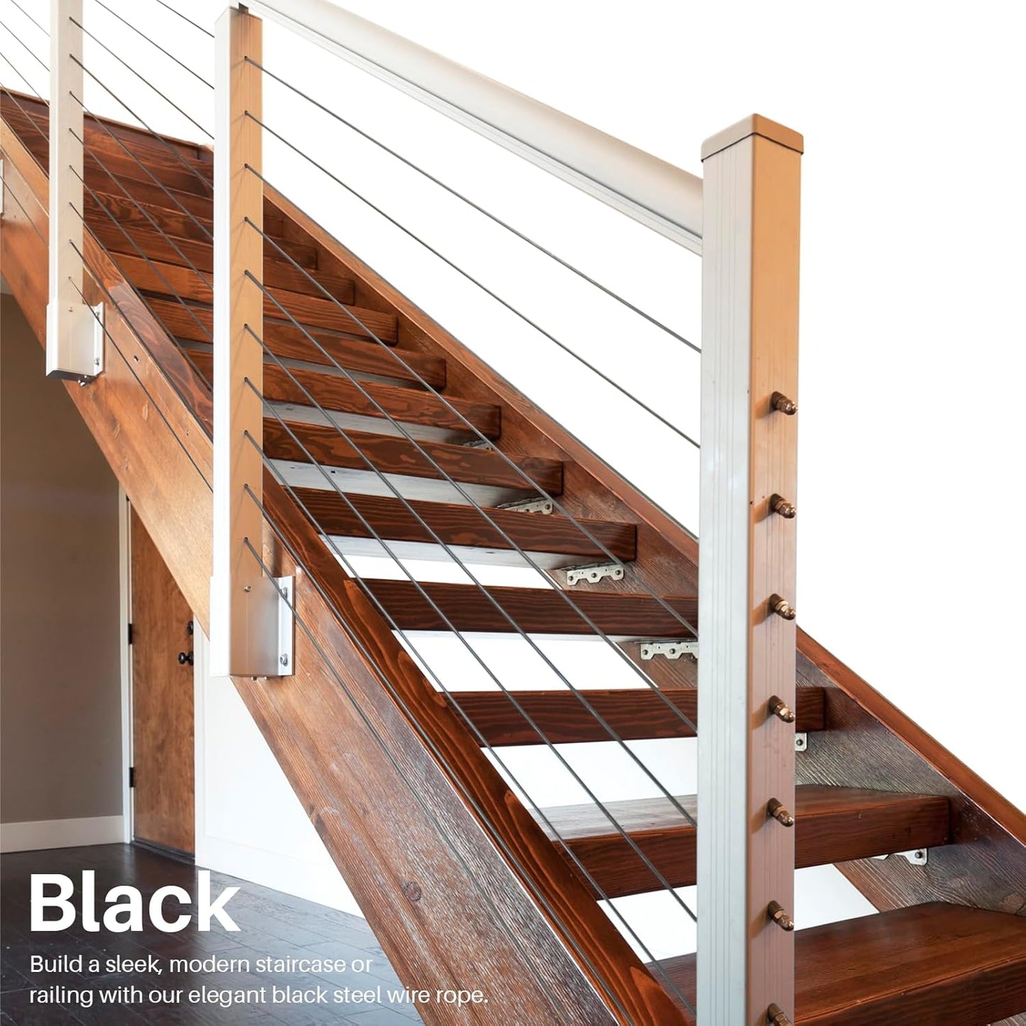 800FT 1/8" Black T316 Stainless Steel Cable, 7x7 Strands Construction, Black Wire Rope Aircraft Cable for Indoor, Outdoor, Deck Fence Railing, and DIY Balustrades