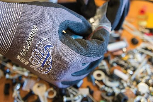 Global Glove 500NFT - Tsunami Grip New Foam Technology Nitrile Coated Gloves - Medium Case of 72 Pairs,Gray/Black