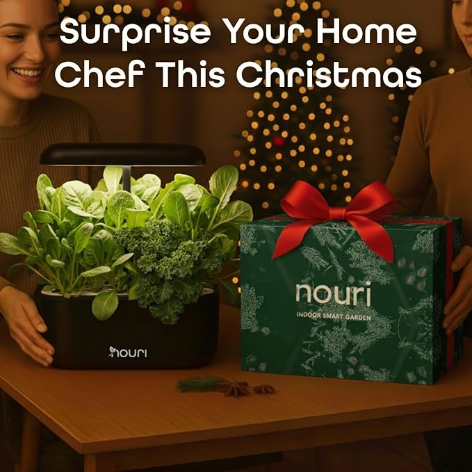 Nouri 7 Pod Smart Garden for Home Cooks with Heirloom Tomato | Hydroponics Growing System Kit | LED Grow Lights | Indoor Gardening System | Herb Garden Planter Indoor Kit | Gifts for Women & Men