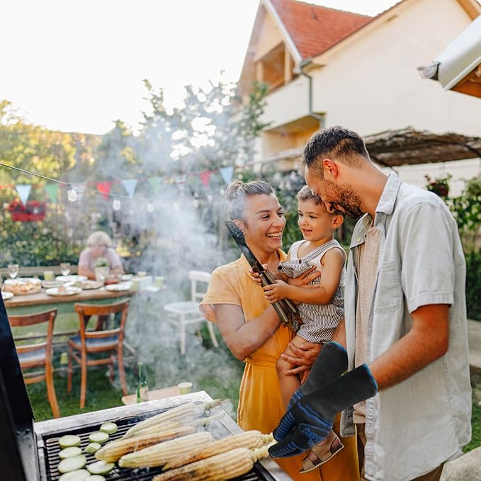 BBQ Gloves, Oven Gloves Original 2 Pack1472℉ Extreme Heat Resistant, Grilling Gloves Silicone Non-Slip Oven Mitts, Kitchen Gloves for BBQ, Grilling, Cooking, Baking