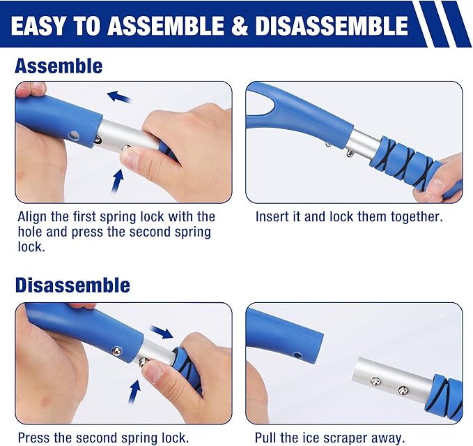 WORKPRO 27" Snow Brush and Ice Scraper for Car Windshield, Car Snow Brush and Ice Scraper with Foam Grip, 2-in-1 Detachable Snow Removal Tool, Storage Bag Included, 2 PC