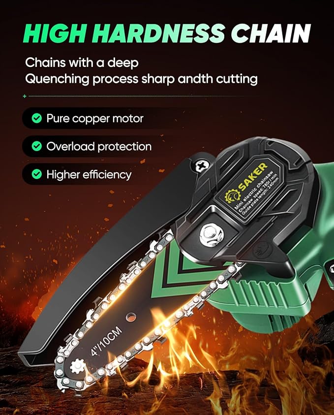 Saker Mini Chainsaw,2025 New Upgrade Electric Chainsaws,Portable Chain Saw Cordless Battery Powered,Small Handheld Chain Saws Pruning Shears Saw for Wood Tree Branches,Courtyard and Garden