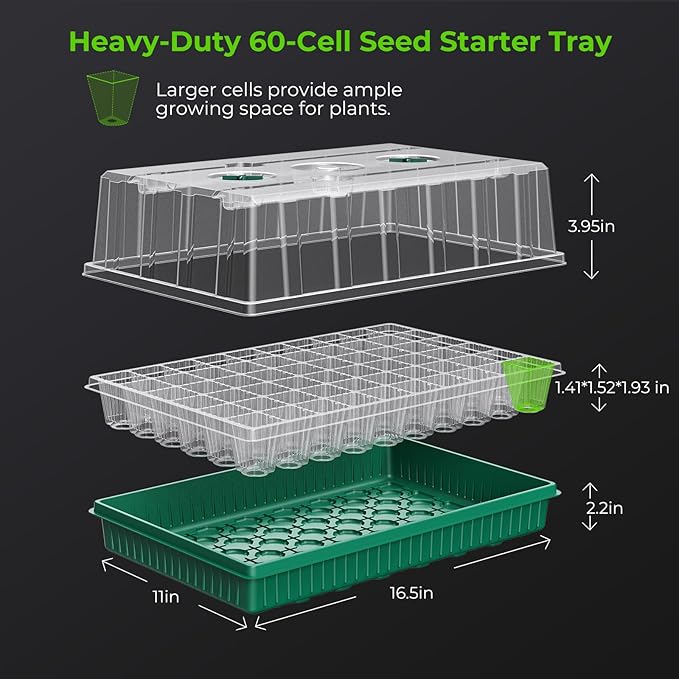 120 Cells Seed Starter Tray with Grow Light, Smart Timer， Seedling Starter Kit with Humidtiy Dome, 3/6/12H Timer，Germination Kit For all plants including cucumbers, tomatoes etc.Plant Seed（2Pack ）