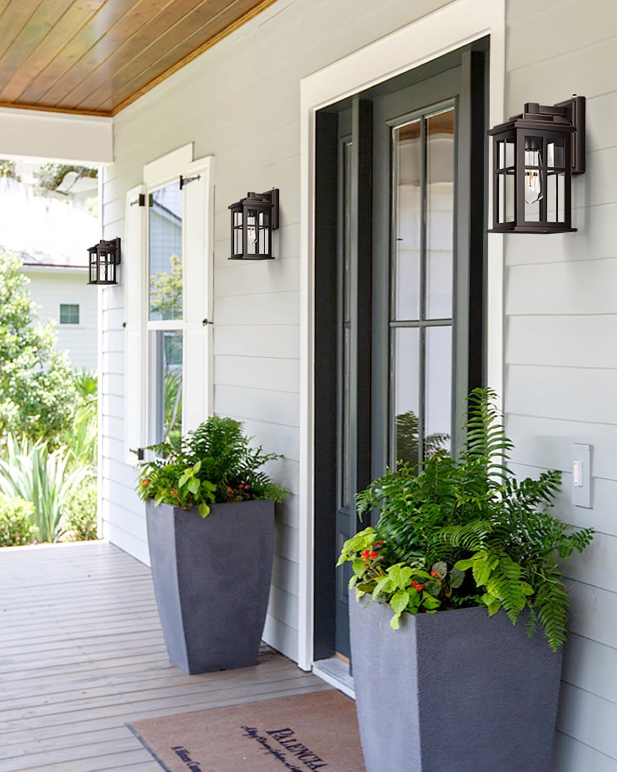 Anti-Rust Dusk to Dawn Outside Lights, 2-Pack Oil Rubbed Bronze Exterior Lighting Fixtures, Easy-to-Install Waterproof Modern Outdoor Wall Light for Porch, Garage, Front Door