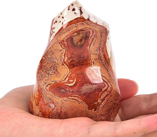 AMOYSTONE Polychrome Jasper Flame Shaped Stone Towers Obelisk Natural Healing Crystal Quartz Reiki Energy Decoration Home Office 1.0-1.5LBS