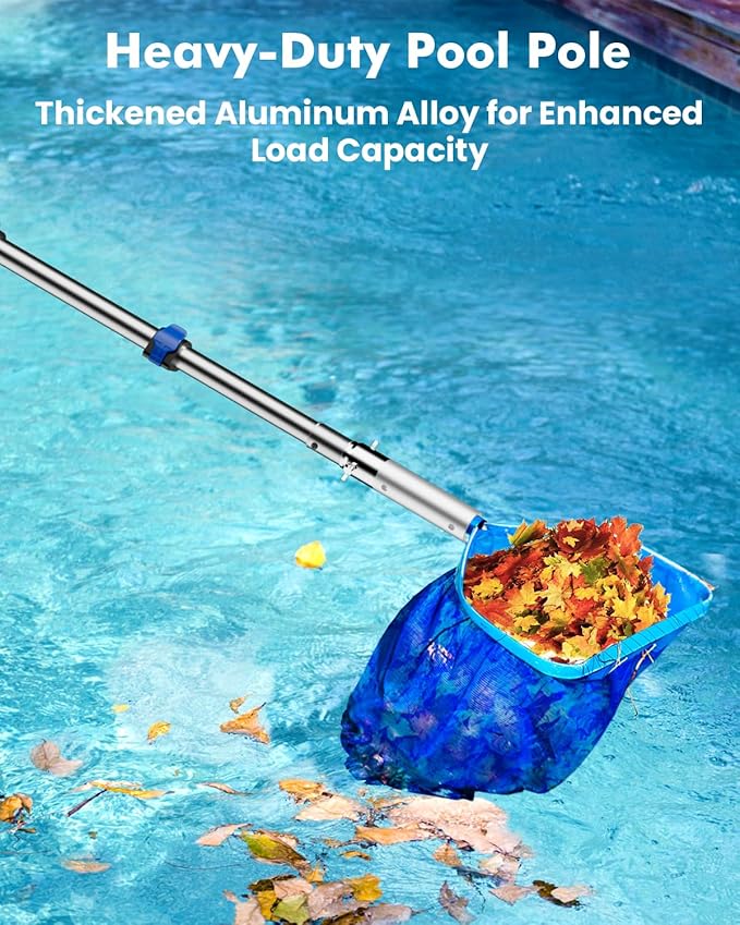 Pool Pole Telescopic 20FT Heavy Duty Upgraded Aluminum, 20 Ft Extension/Extendable Telescoping Tool for Above Ground/Inground Swimming Cleaning Supplies Accessories, Leaf Skimmer/Brush/Net/Vacuum/Mesh