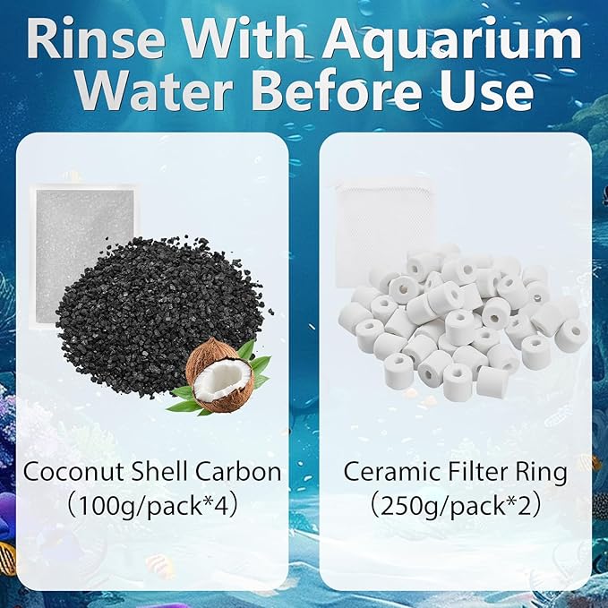 30 Pack Replacement Filter Media Kit Compatible with Fluval 306/307 Aquarium Filters, Including Bio Ceramic Rings, Activated Carbon, Blue, White & Black Bio Foam Value Pack