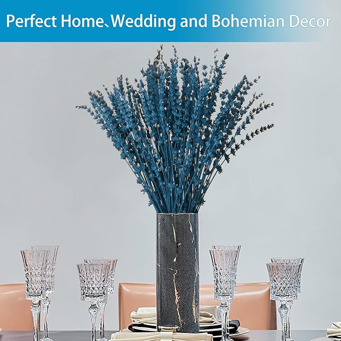 Dried Preserved Lavender Flowers Bundle, 100% Natural Dried Lavender Bouquet 15-17" for Crafts, Shower, Weeding and Home Decor, Aromatherapy, Fragrance, Fresh, Dry (Blue-1.76oz)