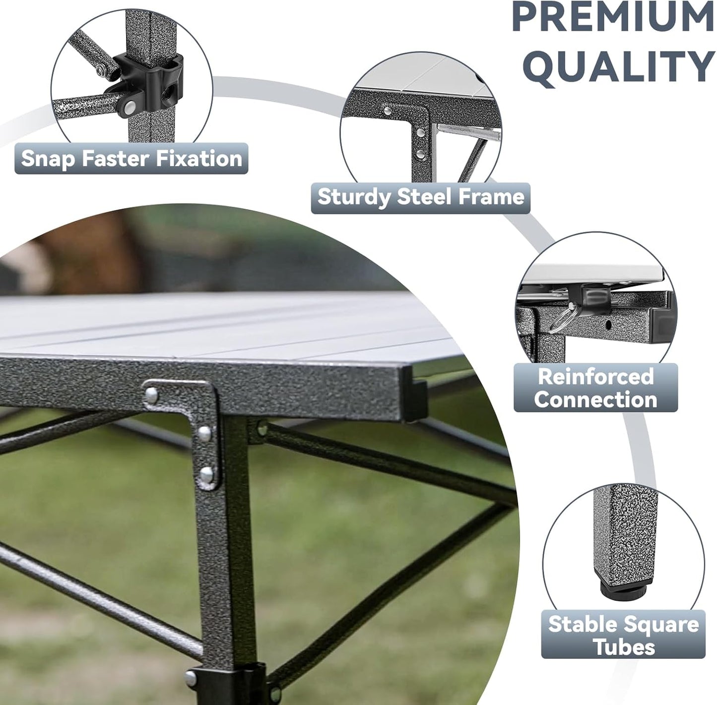 KingCamp Camping Table Folding Portable Table Aluminum Roll Up Lightweight Foldable Large Camp Table for Indoor Outdoor Picnic Backyard, 53.5"X27.5"
