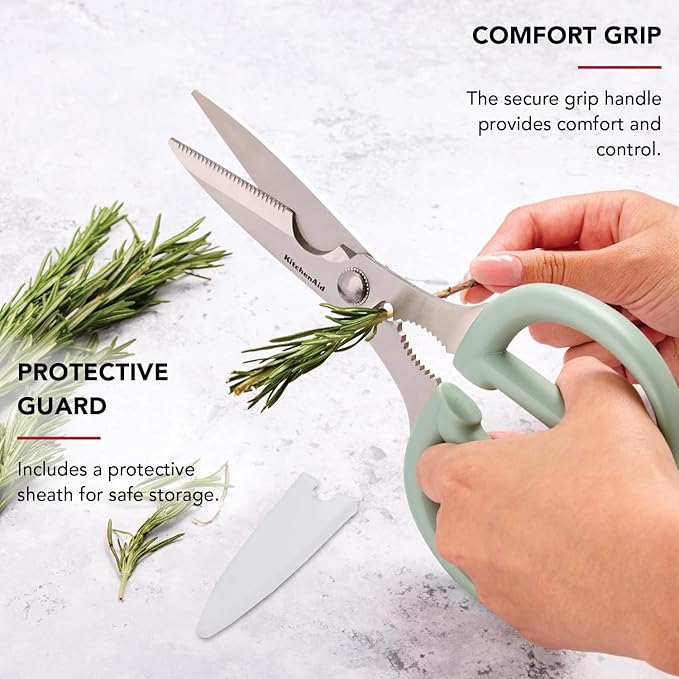 KitchenAid 2-Piece Multipurpose Shear Set, Versatile Scissors with Nutcracker, Bottle Opener, Ergonomic Handles with Protective Blade Covers