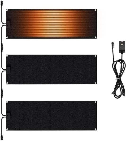 Roastove 3 Pcs Heated Snow Melting Mats, 10 x 30 inch No-Slip Rubber Heated Outdoor Mats, for Winter Outdoor Stairs, Steps, Doorways,Walkways, Driveway, 2 .8in/h Melting Speed,with 1 Plug