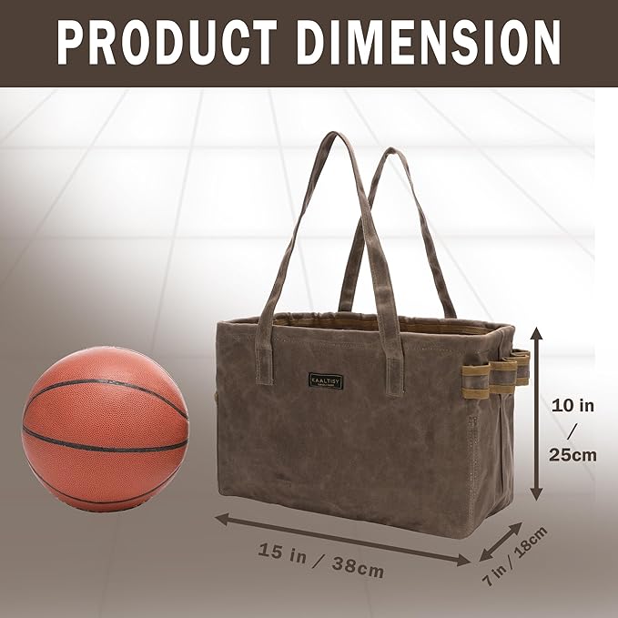 Tool Bag, Foldable Rectangular Hand Tool Storage Bag, 16OZ Waxed Canvas Tool Bag Case - with External Pockets + Sturdy Handles + Top Metal Bar - for Carpenter Repairman Gardener | Grey | 15"Lx7"Wx10"H