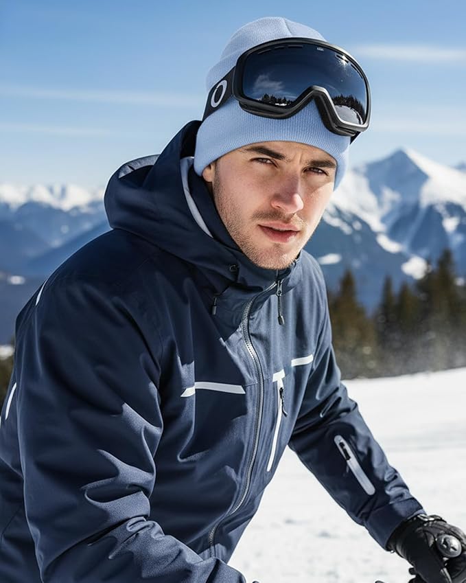 Zylioo Oversize Beanie Hats, XXL Big Size Ribbed Knit Cuffed Winter Hat for Cold Weather, Warm Skull Watch Cap