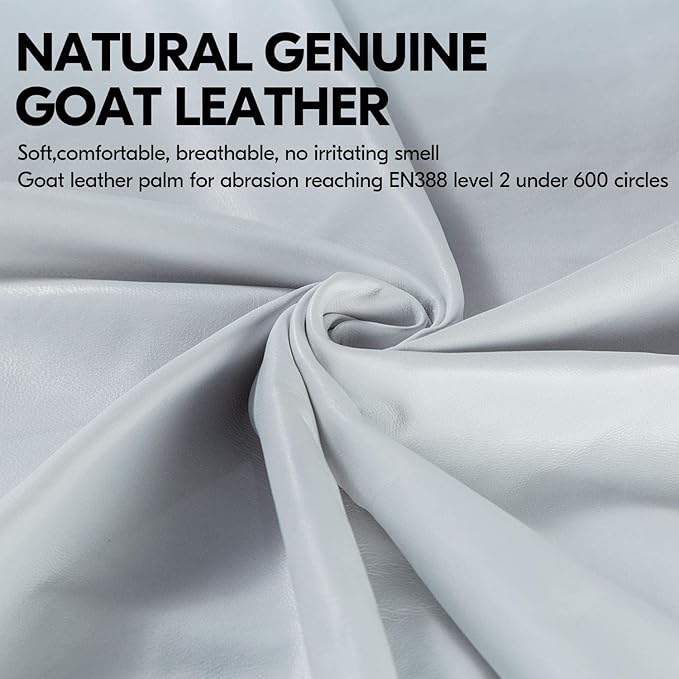 Vgo... 1-Pair Premium Geniune Goat Leather Extra-long Cuff Thornproof, Anti-abrasion, Anti-Impact Gardening Gloves (Size L, White, GA9659)