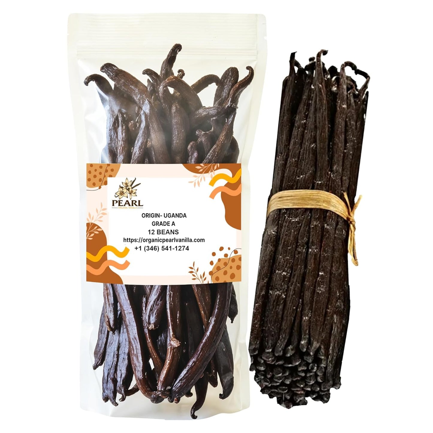 Uganda Vanilla Beans by Pearl Organic Vanilla - 25 Organic Whole Grade A Pods for Homemade Vanilla Extract, Baking & Brewing