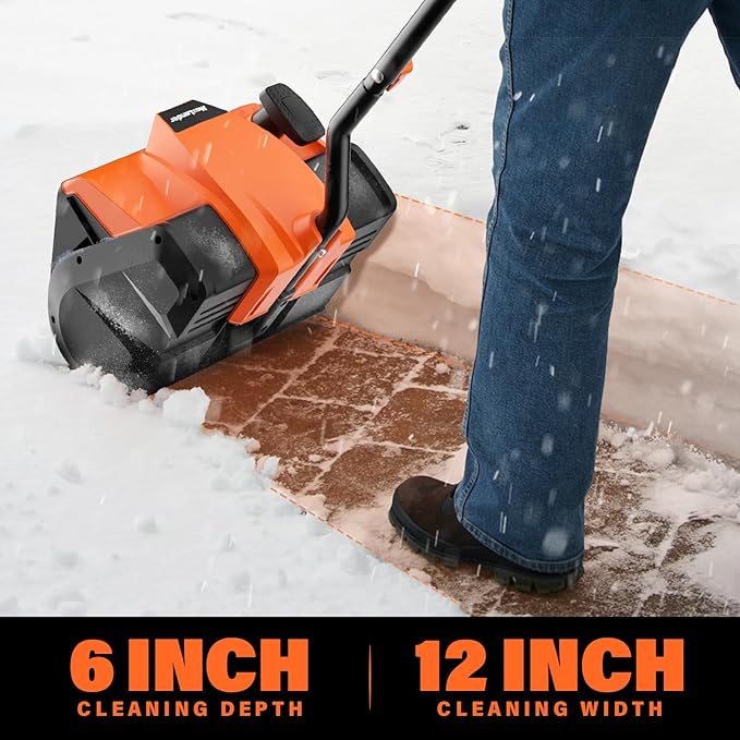 MAXLANDER Electric Snow Shovel Cordless, 20V 12-Inch Cordless Snow Blower, Battery Snow Shovel with Directional Plate & LED Lights (4.0Ah Battery, Quick Charger & Cover Included)