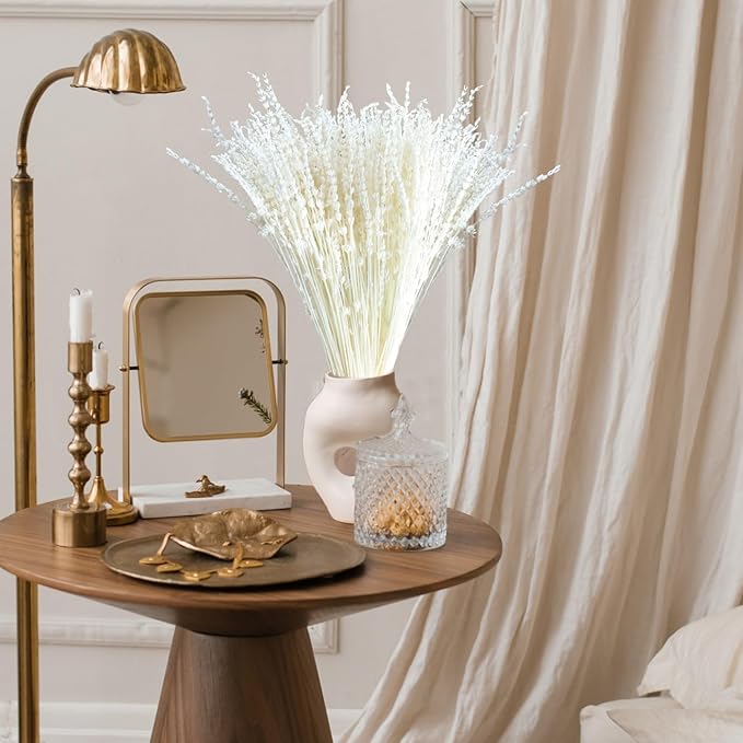 Iory White 180+Stems Dried Lavender Flowers Bundle-15''-17''Real Bleaching Cream White Lavender Bouquet for Home Wedding Boho Party Vase Decor, Crafts, 2 Packs Silk Live Plants