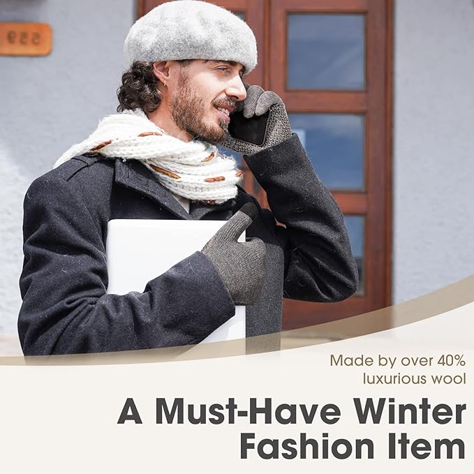 Rahhint Wool Winter Gloves Men Women Fleece lined Knit Gloves with Touchscreen Fingers Insulated Gloves Keep Hand Warm Gift