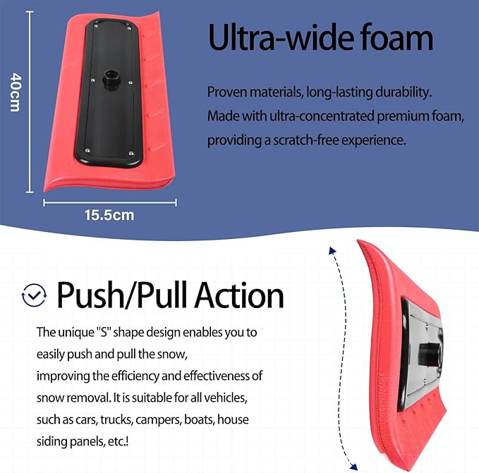 Snow Roof Rake, Foam Head Roof Snow Rake, Foam Broom Scraper for Clearing, Adjustable Telescoping No-Scratch Snows Broom, for Windshields, , Solar Panels and Shingle Overhangs (78.7inch/2.0m)