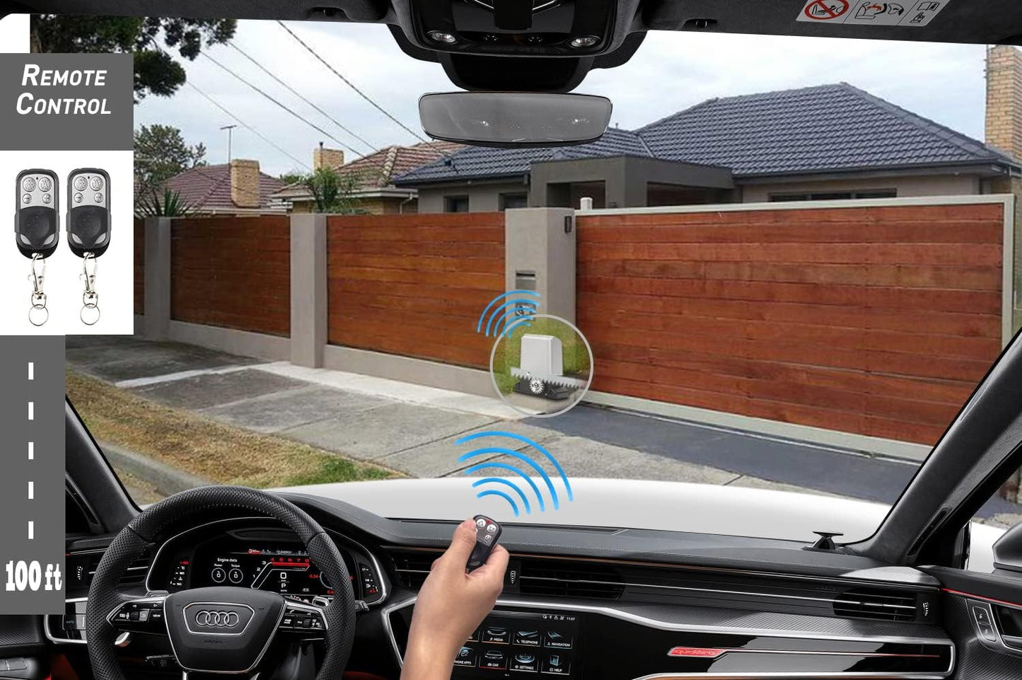 Blütezeit 1800lb Automatic Sliding Gate Opener Rack Drive Operator for Heavy Driveway Slide Gates Up to 40 Feet, Rolling Gate Motor with 2 Remote Controls, Infrared Sensor & Complete Hardware Kit