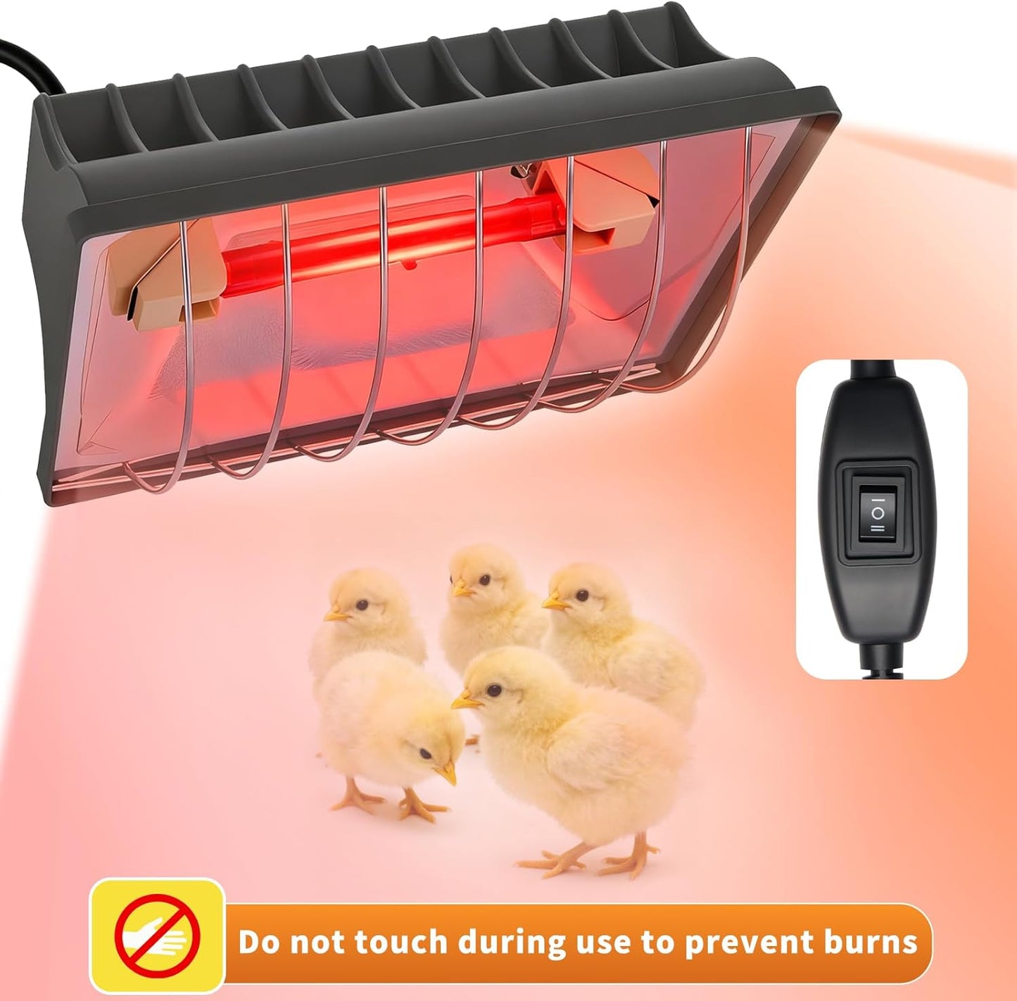 Chicken Coop Heating Lamp 2pack, 250W Brooder Heater with Guard,Waterproof Ceramic Joint Heat Lamp Bulb,Adjustable Temperature(175W/250W) and Height,Suitable for Poultry, Livestock & Small Pets