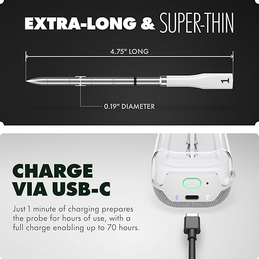 CHEF iQ Sense | Smart Wireless Meat Thermometer | Ultra-Thin Probe | WiFi Unlimited Range | 1000°F Heat Safe | 5 Sensors | BBQ, Grill, Oven, Smoker, Air Fryer | Gen3