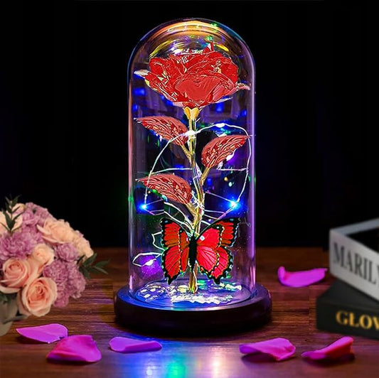 Valentines Day Gifts for Her,Valentines Day Rose Flowers Gifts for Mom Girlfriend Women Wife,Birthday Gifts for Women, Valentines for Her,Glass Flowers Light Up Rose Gifts for Mom, Red Rose