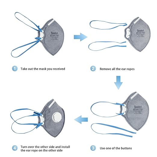 NIOSH-APPROVED P95 Face Masks 10 Pack, Carbon Layer For Odor Reduction, Features Exhalation Valve, Advanced Filter Media For Easy Breathing, Comfortable