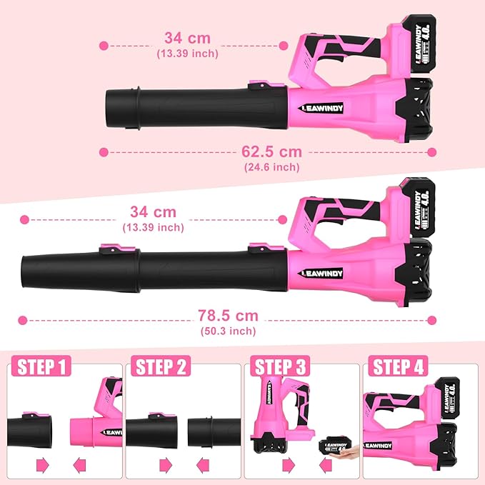 Cordless Leaf Blower, 21V Battery Leaf Blower with 6-Speed Levels, Handheld Lightweight Blower & 2 Extended Tubes, Snow Blower for Blowing Leaves, Lawn, Garden, Garage, Yard, Valentine's Day Gift