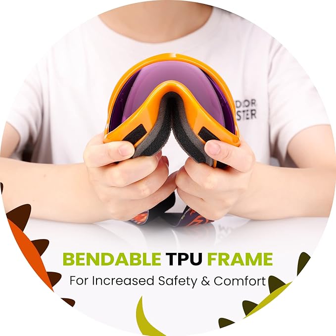 OutdoorMaster Kids Ski Goggles - Helmet Compatible Snow Goggles for Boys & Girls with 100% UV Protection