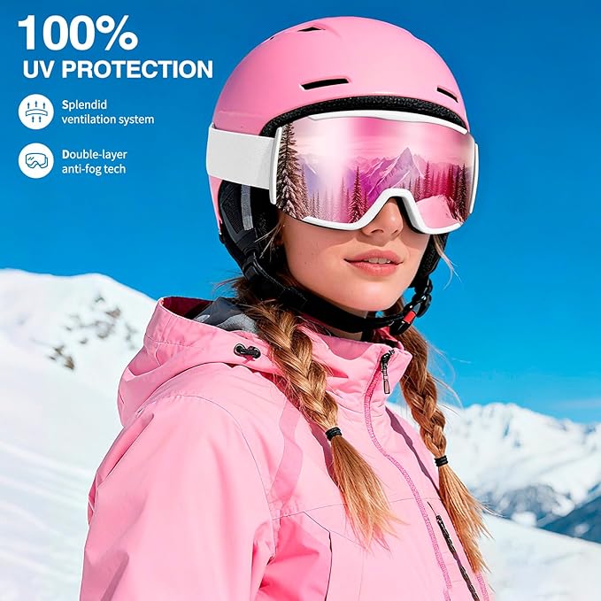 Ski Goggles for Men Women,Anti Fog UV Protection Snowboard Goggles for Adult & Youth,OTG Snow Skiing Goggles