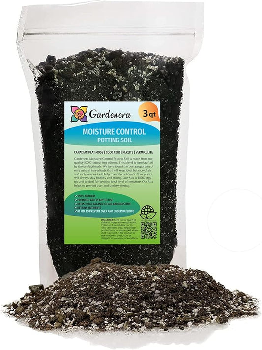 Gardenera Moisture Control Potting Mix - Perfect for Indoor and Outdoor Container Gardening! - 3 Quart