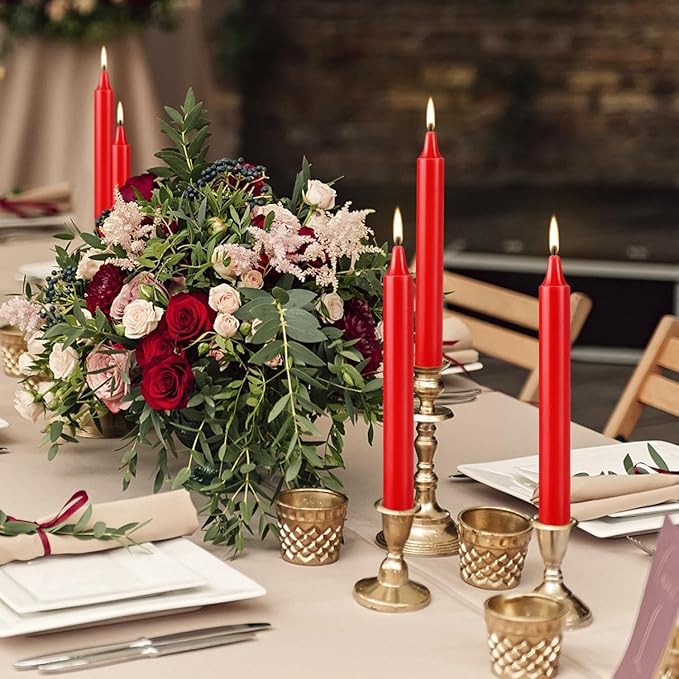 40pcs Candles for Christmas Tree - Decorations - Christmas Pyramids Carousel - 4 inch X 0.5 inch Diameter - 1.5 Hour Burn Time RED