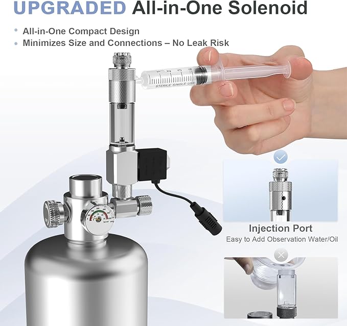 MagTool 2025 Upgraded 2.5-5L DIY Aquarium CO2 Generator Kit, Stainless Steel Bottle with Integrated Solenoid & Bubble Counter, Safety Valve, Main Switch, Complete Accessories for Planted Tanks