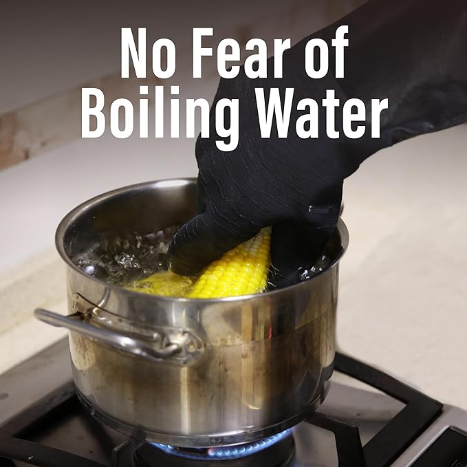 RAPICCA 700°F Heat Resistant BBQ Grill Gloves, Oil Resistant & Waterproof for Smoking, Grilling, Cooking, Deep Frying Turkey, Handling Hot Greasy Meat | Great Stocking Stuffers for Men