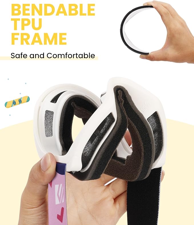 SNOWER Kids Ski Goggles, Anti-Fog Snow Goggles with OTG Design, 100% UV Protection, HD Lens for Kids Boys Girls