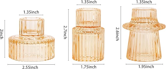 Vixdonos Glass Candlestick Holders Tealight Candle Holders for Table Centerpieces, Wedding Decor and Dinner Party (6 Pcs, Yellow)