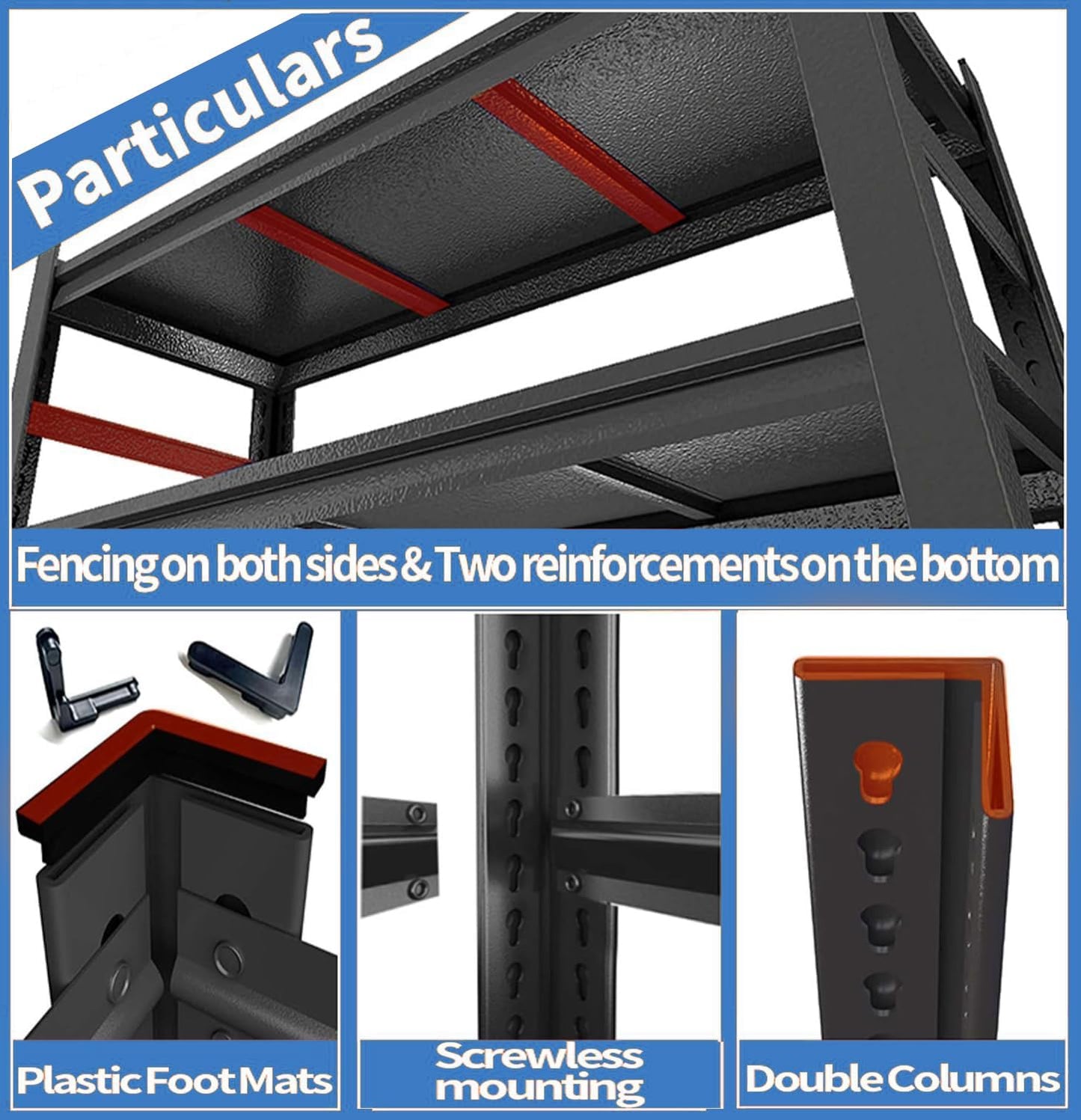 Garage Shelving 3000LBS Metal Storage Shelves Adjustable 6-Tier Shelving Units Garage Storage Shelves Heavy Duty for Basement, Commercial, Warehouse, Industrial, Black