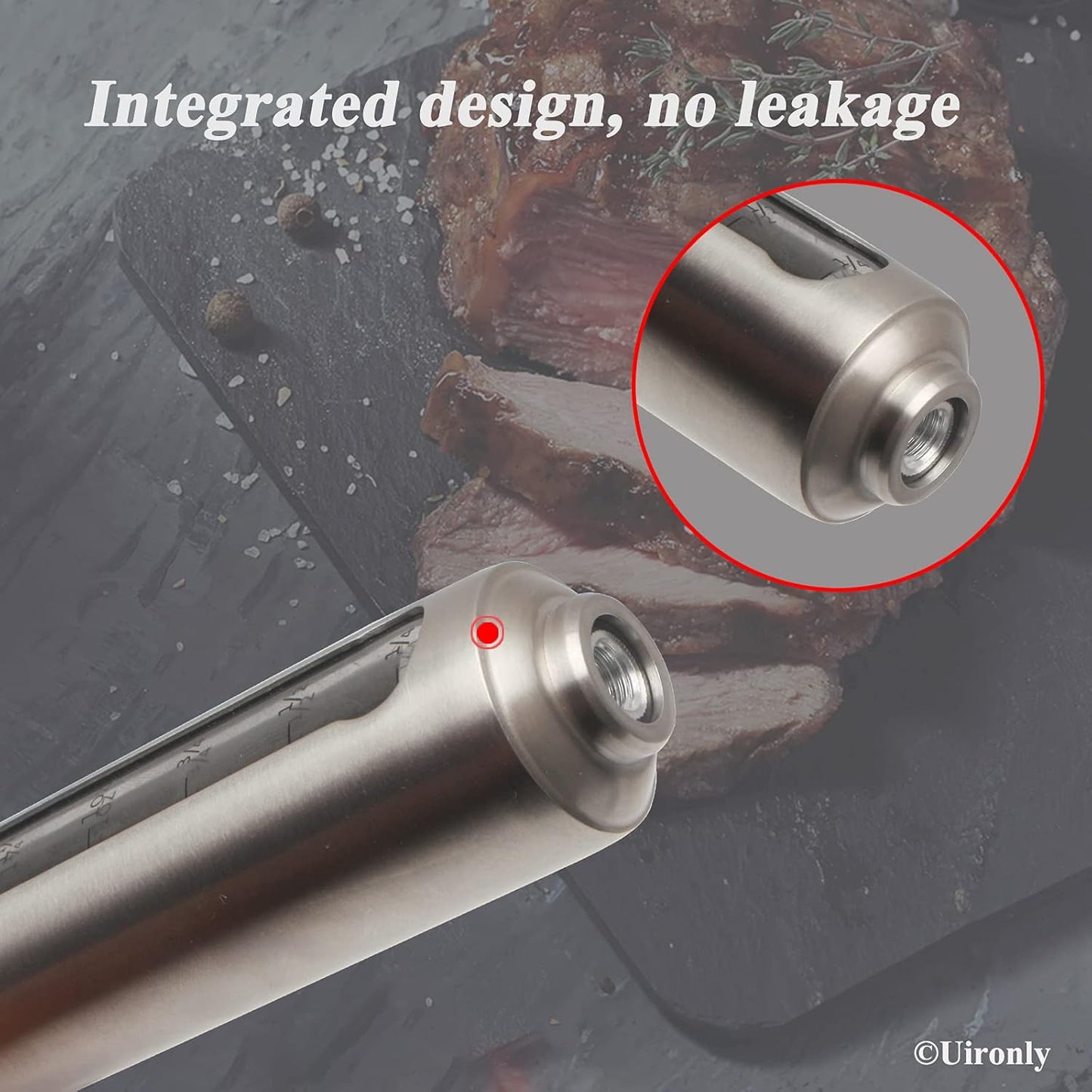 Meat Injector BBQ Injection Kit, Marinade Cajun Seasoning Flavor Syringe Injector for Cooking Grill Smoker Barbecue in Chicken Turkey Beef with 3 Syringe Needles, User Manual, E-Book