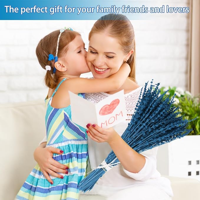 Dried Preserved Lavender Flowers Bundle, 100% Natural Dried Lavender Bouquet 15-17" for Crafts, Shower, Weeding and Home Decor, Aromatherapy, Fragrance, Fresh, Dry (Blue-1.76oz)