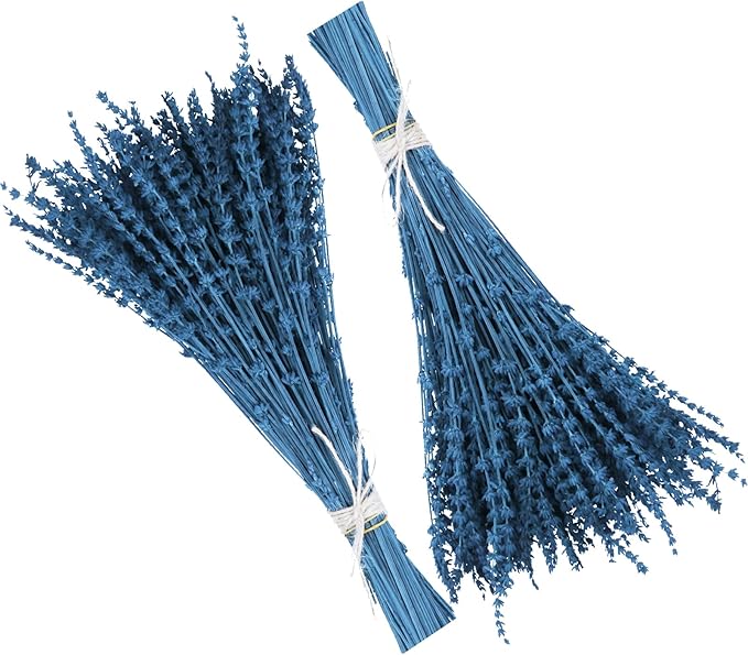 Dried Preserved Lavender Flowers Bundle, 100% Natural Dried Lavender Bouquet 180-200 Stems 15-17" for Crafts, Shower, Weeding and Home Decor, Aromatherapy, Fragrance, Fresh, Dry (Blue-2.82oz)