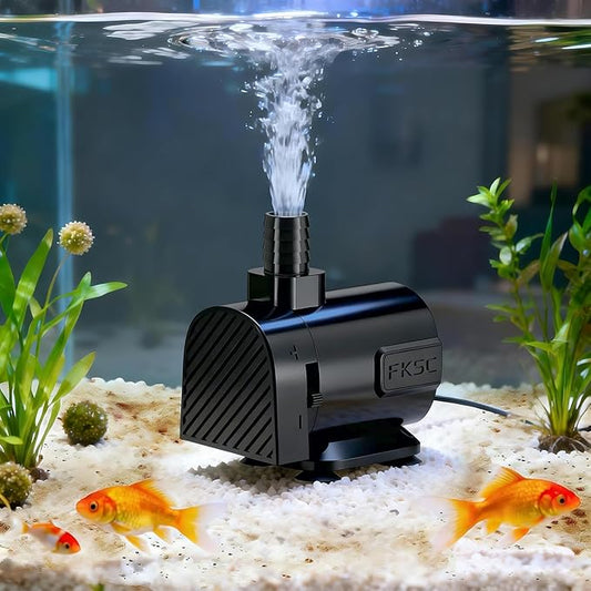 120 GPH Fountain Pump - Submersible Water Pump, Ultra Quiet with Adjustable Flow for Fish Tanks, Ponds, Aquariums, Hydroponics & Statuary, Dual-Suction Side/Bottom Intake (Black)