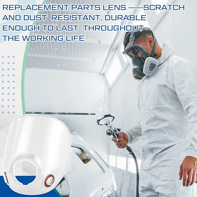 2 Pcs Replacement Parts Lens Compatible with 6000 Series Full Face Respirator and 20 Pcs Peel off Lens Cover Compatible with 6000, 6700, 6800, 6900 Series Full Face Cover, Tool Parts
