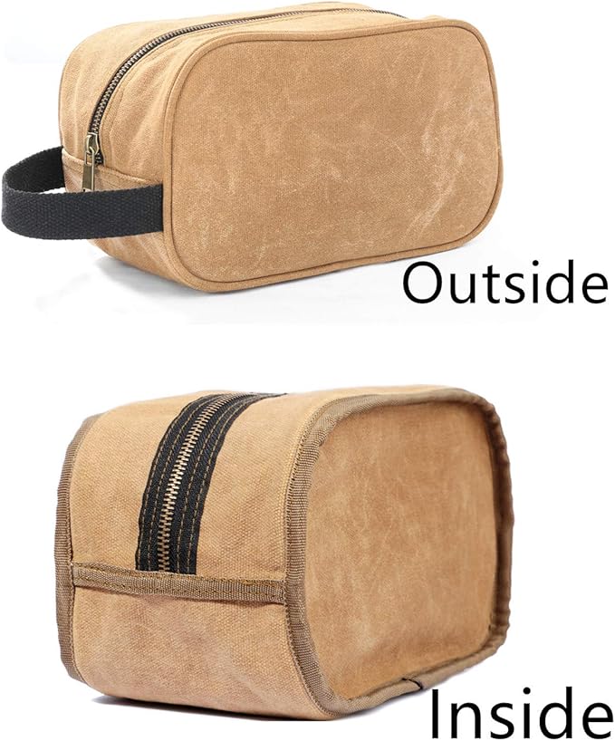 Heavy Duty 16 OZ Waxed Canvas Tool Bag, Multi-purpose Tool Pouch Tote Bags (Khaki)