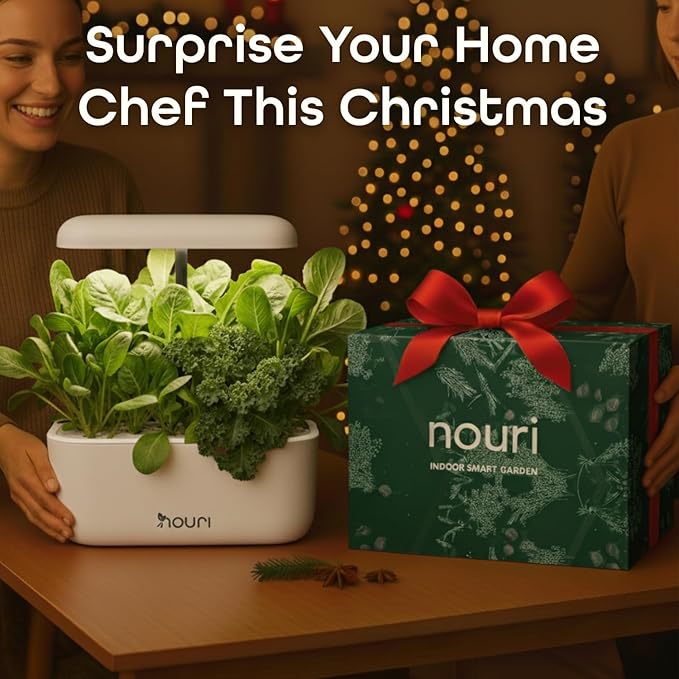 Nouri 7 Pod Smart Garden for Home Cooks with Heirloom Tomato | Hydroponics Growing System Kit | LED Grow Lights | Indoor Gardening System | Herb Garden Planter Indoor Kit | Gifts for Women & Men