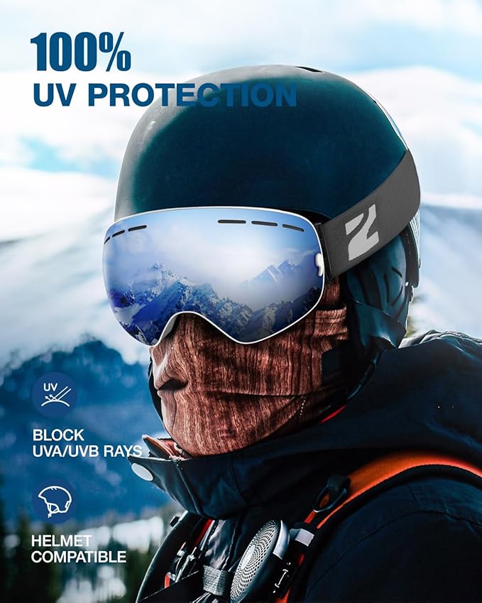 ZIONOR X Ski Goggles - OTG Snowboard Goggles Detachable Lens for Men Women Adult